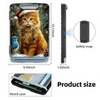 Clipboard with Storage Box & Pen Holder,Heavy Duty Clip Boards 8.5x11 for Nursing,High Capacity,School & Office Supplies,Christmas Cat Bird