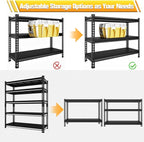 48" W Garage Storage Shelves Heavy Duty, 2800LBS Loads Adjustable Garage Shelving, 5-Tier Metal Shelving Units and Storage Racks, Industrial Utility Shelf,48" Wx18 Dx78 H, Black