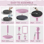 kaiyomi 6Pcs Stanchions Posts Velvet Ropes with Pink Carpet and Sign Frame, Water or Sand-Fillable Base, Suitable for 8.5" x 11" A4 Paper Size Sign Frame for Pink Carpet Party Decoration (Pink)