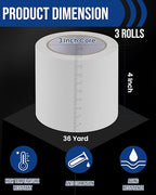 Lichamp 3 Rolls Vinyl Tape, Premium Safety Marking and Traffic Floor Marking Tape, Bundling, Social Distancing, 4 Inch x 36 Yards per Roll, 108 Total Yards, White