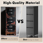 File Cabinet with Lock, 4 Drawers Filing Cabient with Wheel, Steel Vertical Filing Storage Cabinet for Home Office, Heavy-Duty File Cabinets for Letters/Legal/A4 (Require Assembly, Black)