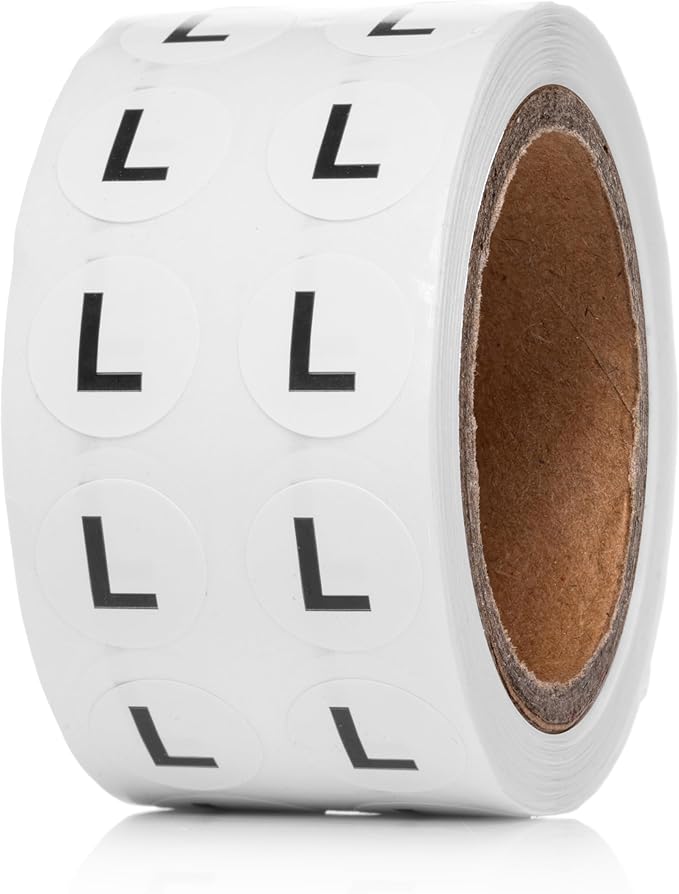 1000pcs Letter L Stickers, 0.5" Letter Sticker Dot Labels for Organization, Inventory, 1000/roll