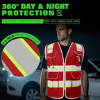 BeautyWill Custom Logo 10 Pockets Safety Vest Class2 ANSI Certified High Visibility Reflective Vest