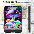 Clipboard with Storage High Capacity Plastic Nursing Clipboards with Pen Holder File Folder Storage Box Clipboard with Heavy Duty Clips for Teacher,Doctor,Offices-Pretty Mushroom