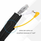 MECCANIXITY 1-3/10 Inch ID Split Loom Tubing 6.5ft Polyester Cord Protector Wire Cable Sleeve for USB Cable Power Cord, White