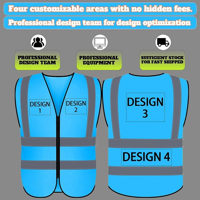 BeautyWill Custom Logo Safety Vest S,M,L,XL,2XL,3XL,4XL Personalized Safety Vest High Visibility Apparel