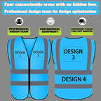 BeautyWill Custom Logo Safety Vest S,M,L,XL,2XL,3XL,4XL Personalized Safety Vest High Visibility Apparel