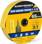 haisstronica 3:1 Heat Shrink Tubing, Shrink Ratio Adhesive Lined Marine Grade Heat Shrink Tube for Home, Automotive and Industrial (Yellow) 65FT 1-1/4inch