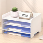 Bamboo Desk Organizer Mail Holder Countertop Letter Tray File Organizer for Desk Letter Sorter Paper File Storage for School Home Office Supplies