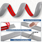Floor Cord Cover for Wires on Floor Self Adhesive Cord Hider Floor Cable Management Wire Covers for Cords Protector Prevent Cable Trips Cord Cavity W 0.32" x H 0.32", Gray, 3.3Ft