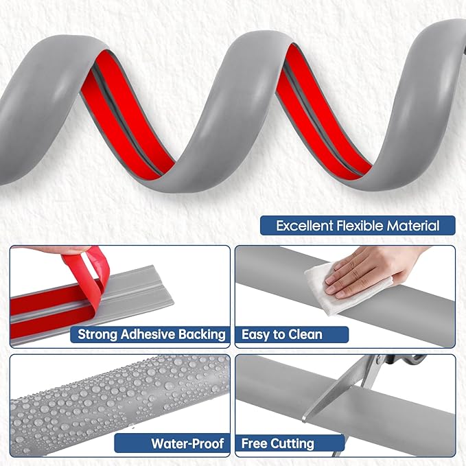 Floor Cord Cover for Wires on Floor Self Adhesive Cord Hider Floor Cable Management Wire Covers for Cords Protector Prevent Cable Trips Cord Cavity W 0.51" x H 0.31", Gray, 20Ft