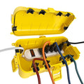 Flemoon Medium Outdoor Electrical Box (11.5x5.2x4 inch), IP54 Waterproof Extension Cord Cover w/6 Cable Entry Ports, Weatherproof Connection Box for Power Strip, Timer, Plug, Holiday Lights, Yellow
