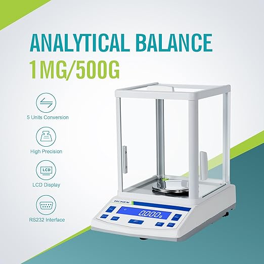 LICHEN Lab Scale High Precision Scale Laboratory 0.001gx500g Accuracy Lab Digital Analytical Balance Weigh(500g,1mg)