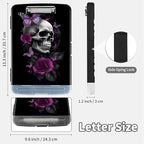 Clipboard with Storage,Clip Boards 8.5X11 with Storage & Pen Holder,Heavy Duty Plastic Nursing Clipboards Foldable,Coaches Clipboard Folder Case,School Office Supplies，Sugar Skull Butterlies Floral