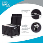 BIRDROCK HOME Bamboo Rolling File Storage Organizer Box with Lid - Decorative File Cabinet on Wheels, Portable File Box on Wheels, Mobile Filing Solution - Café Noir