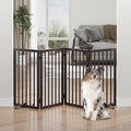 Dog Gates for Doorways, Tall Dog Gate Indoor, Foldable Pet Gates for Doorways Bedroom, Freestanding Puppy Gate with Metal Support Feet, Room Divider, 4 Panels (Brown)