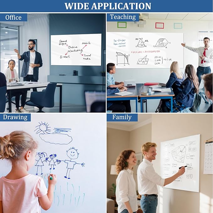 Whiteboard Adhesive Contact Paper, 24×18" in Magnetic Whiteboard Roll, Dry Erase Board for Wall. Ideal for Schools, Offices, and Homes. Includes Markers and Dry-Erase Board.