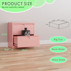 Aobabo 2 Drawer Wide Lateral File Cabinet, Metal Filing Cabinet with Lock, Suitable for Home Office School Hanging Files Letter/Legal/F4/A4 Size,Pink,Required-Assembly,15.87" D x 28.94" W x 30.24" H