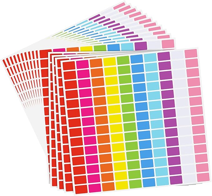 Tallew 2800Pieces 10 Color Coding Labels Rectangle Colored Stickers Assorted Removable Stickers for Classrooms Offices Labeling Marking(0.5" X 0.75")