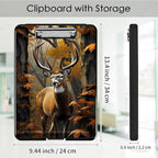 Clipboard with Storage,Office Supplies Nursing Clipboards Folder with Pen Holder Plastic Foldable Clip Board with Storage for Nurse Teacher,Camouflage Forest Deer