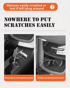 Sunglasses Holder for Car Visor, Magnetic Leather Glasses Eyeglass Clip, With Ticket and Pen Clip (Grey)