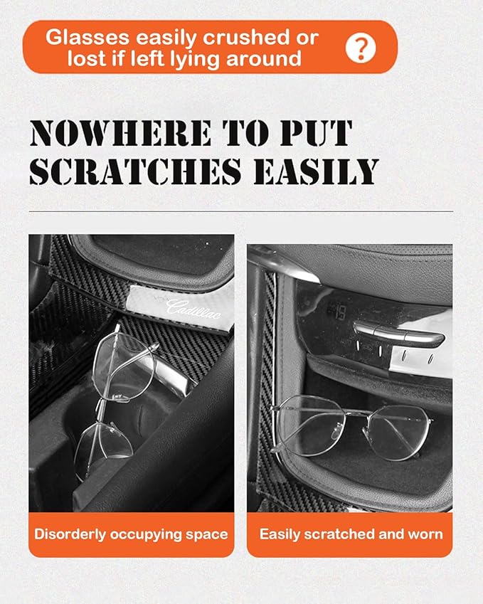 Sunglasses Holder for Car Visor, Magnetic Leather Glasses Eyeglass Clip, With Ticket and Pen Clip (Black)