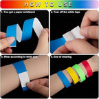 1200 Pcs Plastic Paper Wristbands for Events Neon Color Wrist Bands Concert Identification Wristbands Paper Bracelets Wristbands Party Hand Bands (Red, Orange, Yellow, Fluorescent Green, Blue, Pink)