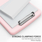 Plastic Clipboard with Storage, 8.5 x 11 Storage Organization Box Side-Opening, Heavy Duty Clip Board with Pen Holder and Paper Folder for Nurses, Teachers, Office & School Supply, Pink