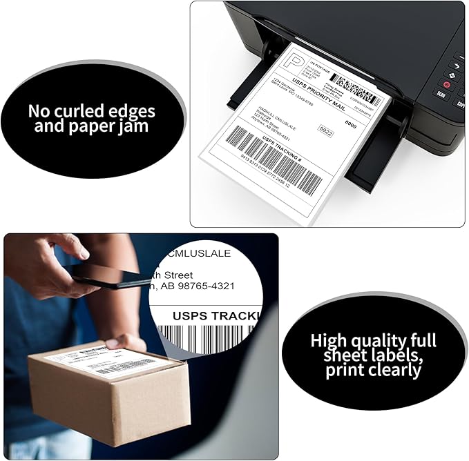 8.5" x 11" Full Sheet Label Sticker Paper for Laser & Inkjet Printers,Self Adhesive Full Page Shipping Labels,Printable White Matte Mailing Label Stickers(2000 Sheets,2000 Labels)
