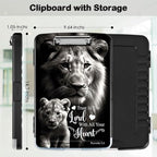Clipboard with Storage,Office Supplies Nursing Clipboards Folder with Pen Holder Plastic Storage ClipBoard Foldable for Teacher Nurse,Lion Proverbs 3:5