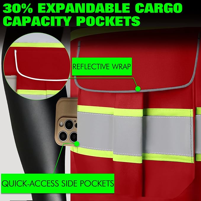 BeautyWill Custom Logo 10 Pockets Safety Vest Class2 ANSI Certified High Visibility Reflective Vest