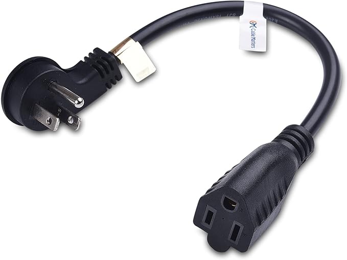 Cable Matters 2-Pack Low Profile Flat Plug Short Extension Cord (Power Extension Cable) 1 Foot (NEMA 5-15P to NEMA 5-15R)