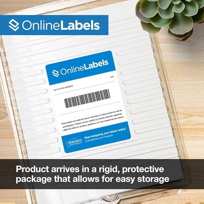 Removable Sticker Paper, White Matte, 250 Sheets, 8.5 x 11 Full Sheet Label, Inkjet or Laser Printer, Online Labels