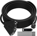 14/3 Gauge Heavy Duty Outdoor Extension Cord 30 FT, 90 Degree Angled 3 Prong Plug, 14 Gauge Power Cable with 3 Outlets, 14AWG, 15A, 125V, 1875W, ETL Listed, Black Wire, with Free Carrying Strap+Ties