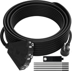 14/3 Gauge Heavy Duty Outdoor Extension Cord 10 FT, 90 Degree Angled 3 Prong Plug, 14 Gauge Power Cable with 3 Outlets, 14AWG, 15A, 125V, 1875W, ETL Listed, Black Wire, with Free Carrying Strap+Ties