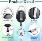 Laumoi Retractable ID Badge Holder Badge Reel with Belt Clip and Key Ring, Name ID Badge Clips Keychain for Office Worker Doctor Nurse Employee (80, Black)