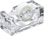 Amazing Abby - Tanya - Acrylic Tape Dispenser (1-Pack), Plastic Label Roll Holder, Clear Sticker Organizer, Perfect Office Desktop Storage Solution for Tapes, Labels, Stickers, and More