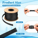 Pangda 150 Feet 3/4 Inch Wire Loom PET Expandable Braided Sleeving Braided Sleeve for TV, Computer, Home Theater (Black)