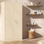 INTERGREAT Metal Wardrobe Closet, 72" Locking Storage Wardrobe Cabinet with Doors and Shelves, 18 "D Steel Clothes Storage for Office, Home, School, Gym (Warm Grey)