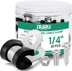 20PCS 1/4 Inch Cable Clamps with 45PCS Screws Assortment Kit 304 Stainless Steel Rubber Cushioned Insulated Cable Clamp, Automotive Wire Pipe Clamps(6mm)