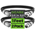 GEARit XLR Male to Female Microphone Cable (1 Feet, 2 Pack) 3-Pin Balanced Shielded Mixer, Recording Studio, Podcast - Black