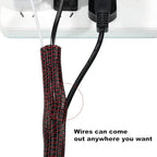 Boao 3 Pieces Cord Protector Wire Loom Tubing Cable Sleeve Split Sleeving for USB Charger Cable Cord Cover Audio Video Cable (Black with Red,1/2 Inch, 1/4 Inch, 3/4 Inch)