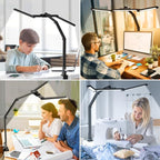 ShineTech LED Desk Lamp for Home Office, 25 Lighting Modes Swing Arm LED Lamp with Clamp, Gesture Sensor, Type C Port, Auto-Off Timer Lamp for Reading