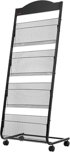 VEVOR Brochure Display Rack, 4-Tier Magazine Literature Display Stand with Wheels, Movable Floor Standing Magazine Rack, Heavy Duty Newspaper Catalog Holders for Shop Exhibitions Office Craft Fairs