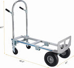2 in 1 Hand Truck 800 LBS Weight Capacity Heavy Duty Convertible Hand Trucks Durable Aluminum and Steel Construction 4 Wheels Hand Truck Dolly
