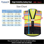 ProtectX 6 Pockets High Visibility Safety Vest for Men Women Class 2 Reflective Hi Vis Work Construction Vest