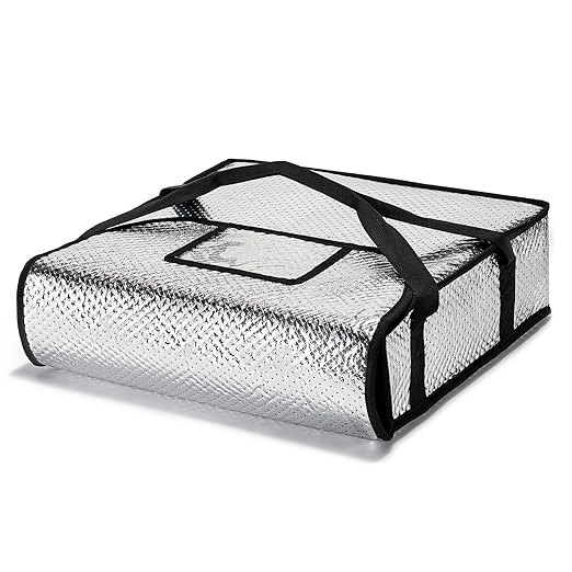 Pizza Bags for Delivery 22" X 22" X 5" - Moisture-Free, Professional Thermal Pizza Warmer, Heavy-Duty Food Carrier, Suitable for Restaurants,Picnic Uber Eats & Door Dash（Silver）