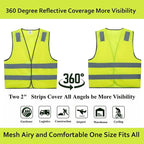 Safety Vests 20 Pack Bulk - Yellow Reflective High Visibility Construction ANSI Class 2 Work Vests for Men,Woman,Hi Vis Mesh and Neon Silver Strip