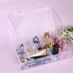 2 Pack 15 Grids Clear Plastic Organizer Box with Adjustable Dividers, Craft Storage Containers for Jewelry, Beads, Screws, Tackle Box, Washi Tapes, Small Parts Organizer for Arts and Crafts