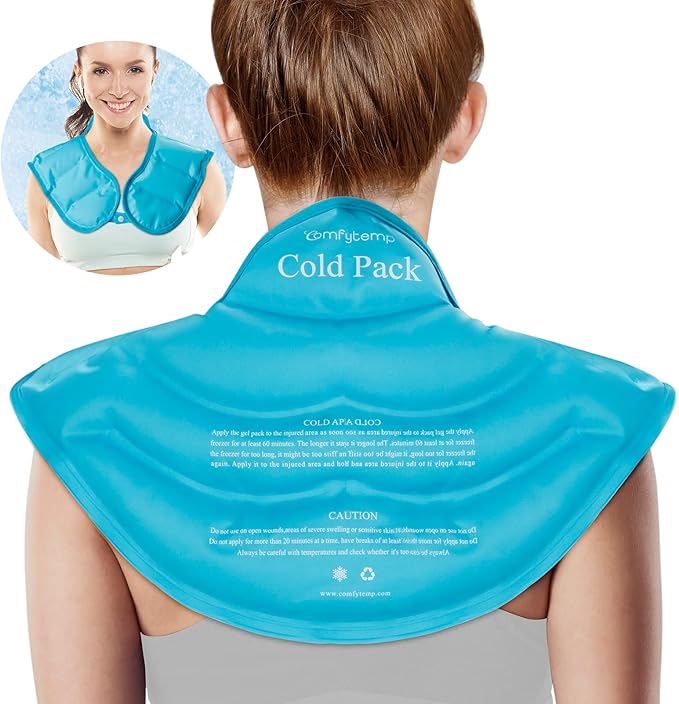 Comfytemp Ice Pack for Neck Shoulders Pain Relief, FSA Approved HSA, Resuable Large Gel Shoulder Cooling Wrap for Upper Back, Cold Compress Physical Therapy for Cervical Injuries, Men Women Gift
